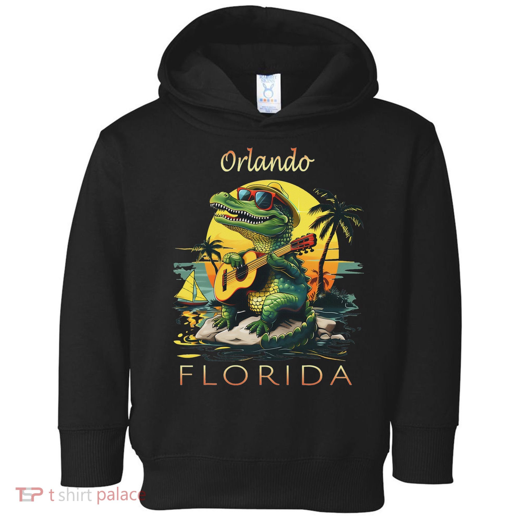 Orlando Florida Vacation Cute Alligator Sunset Souvenir Toddler Hoodie