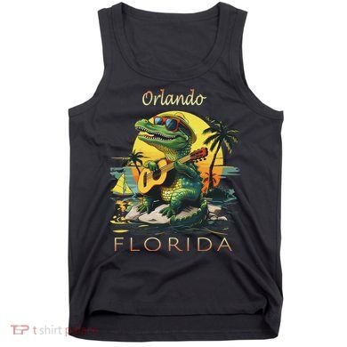 Orlando Florida Vacation Cute Alligator Sunset Souvenir Tank Top