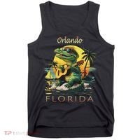 Orlando Florida Vacation Cute Alligator Sunset Souvenir Tank Top thumb 0