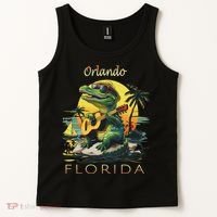 Orlando Florida Vacation Cute Alligator Sunset Souvenir Tank Top thumb 2