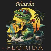 Orlando Florida Vacation Cute Alligator Sunset Souvenir Golf Towel thumb 3