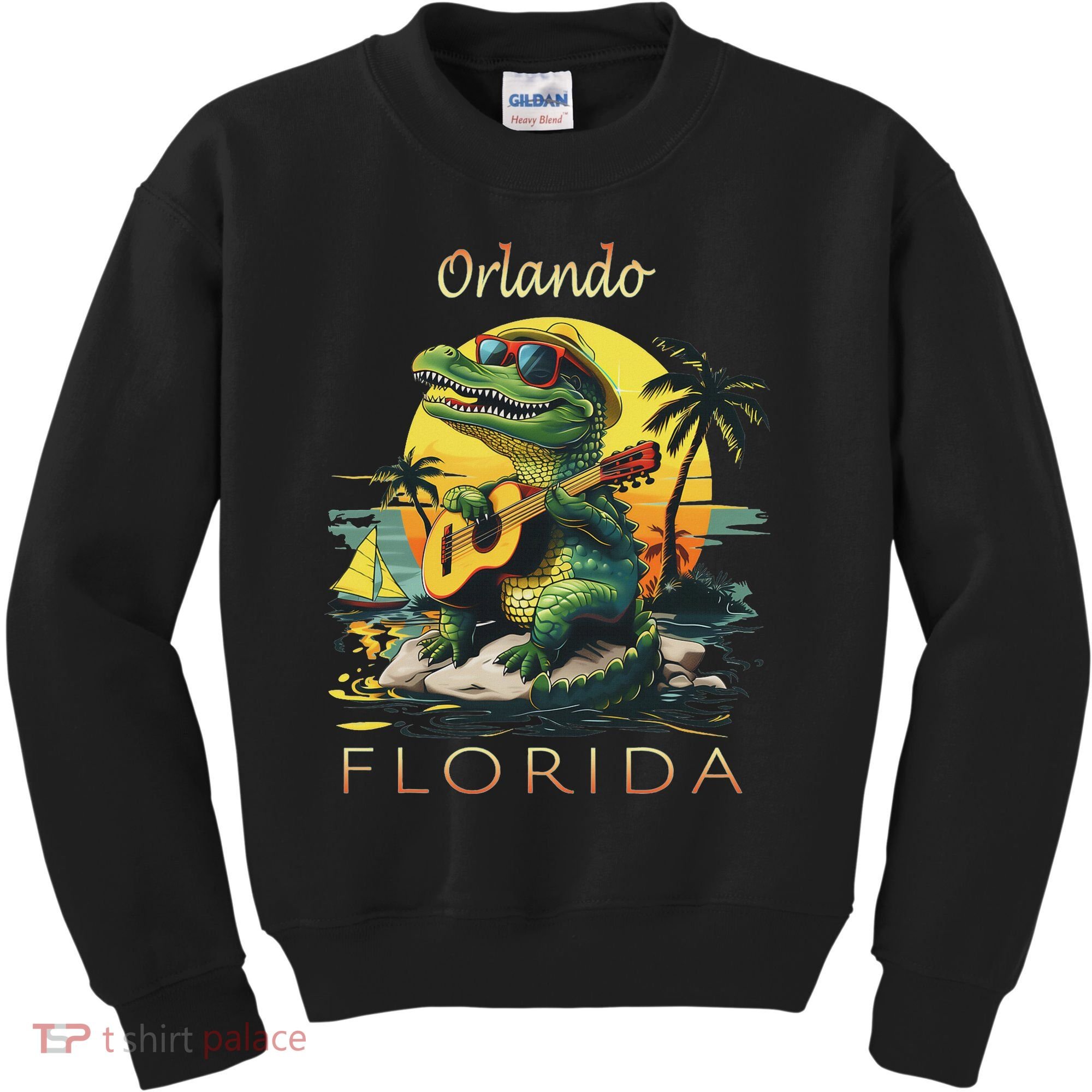 Orlando Florida Vacation Cute Alligator Sunset Souvenir Kids Sweatshirt