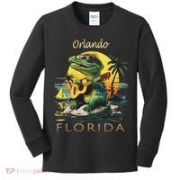 Orlando Florida Vacation Cute Alligator Sunset Souvenir Kids Long Sleeve Shirt thumb 0