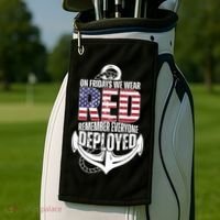 On Fridays We Wear Red Remember Everyone Deployed Golf Towel thumb 2