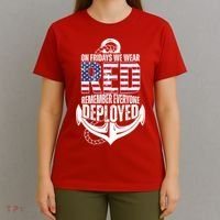 On Fridays We Wear Red Remember Everyone Deployed T-Shirt thumb 4
