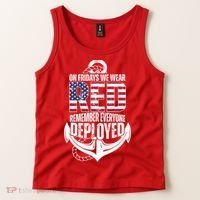On Fridays We Wear Red Remember Everyone Deployed Tank Top thumb 2