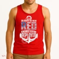 On Fridays We Wear Red Remember Everyone Deployed Tank Top thumb 3