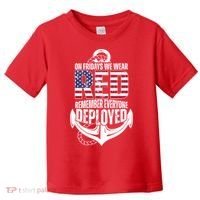 On Fridays We Wear Red Remember Everyone Deployed Toddler T-Shirt thumb 0