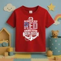 On Fridays We Wear Red Remember Everyone Deployed Toddler T-Shirt thumb 3