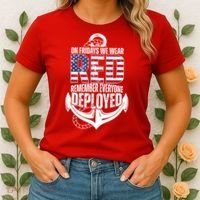 On Fridays We Wear Red Remember Everyone Deployed Women's T-Shirt thumb 2