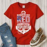 On Fridays We Wear Red Remember Everyone Deployed Women's T-Shirt thumb 3