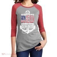 On Fridays We Wear Red Remember Everyone Deployed Women's Tri-Blend 3/4-Sleeve Raglan Shirt thumb 2