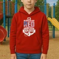 On Fridays We Wear Red Remember Everyone Deployed Kids Hoodie thumb 2