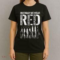 On Friday We Wear Red American Flag Military Supportive T-Shirt thumb 4