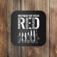 On Friday We Wear Red American Flag Military Supportive Coaster thumb 0
