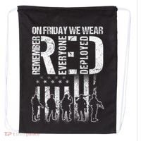 On Friday We Wear Red American Flag Military Supportive Drawstring Bag thumb 0