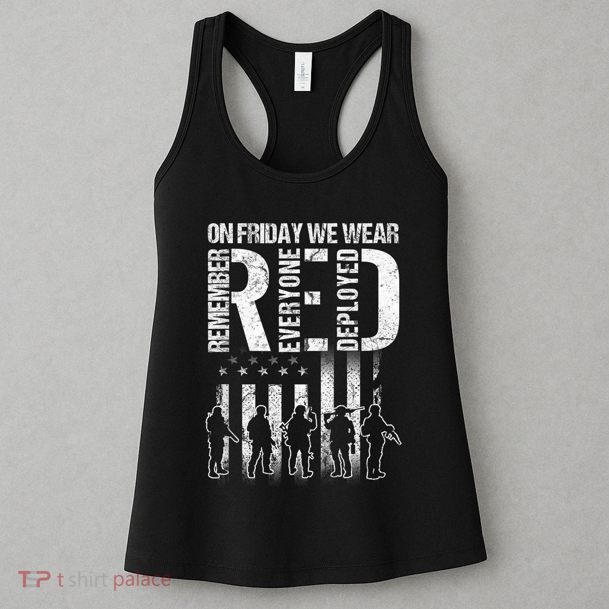 On Friday We Wear Red American Flag Military Supportive Women's Tank Top