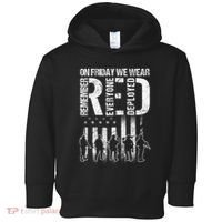 On Friday We Wear Red American Flag Military Supportive Toddler Hoodie thumb 0
