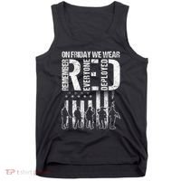 On Friday We Wear Red American Flag Military Supportive Tank Top thumb 0