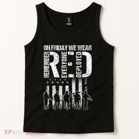 On Friday We Wear Red American Flag Military Supportive Tank Top thumb 2