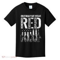 On Friday We Wear Red American Flag Military Supportive Kids T-Shirt thumb 0
