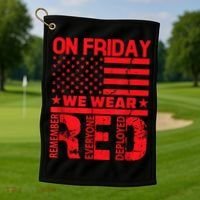 On Friday We Wear Red We Wear Red Golf Towel thumb 1
