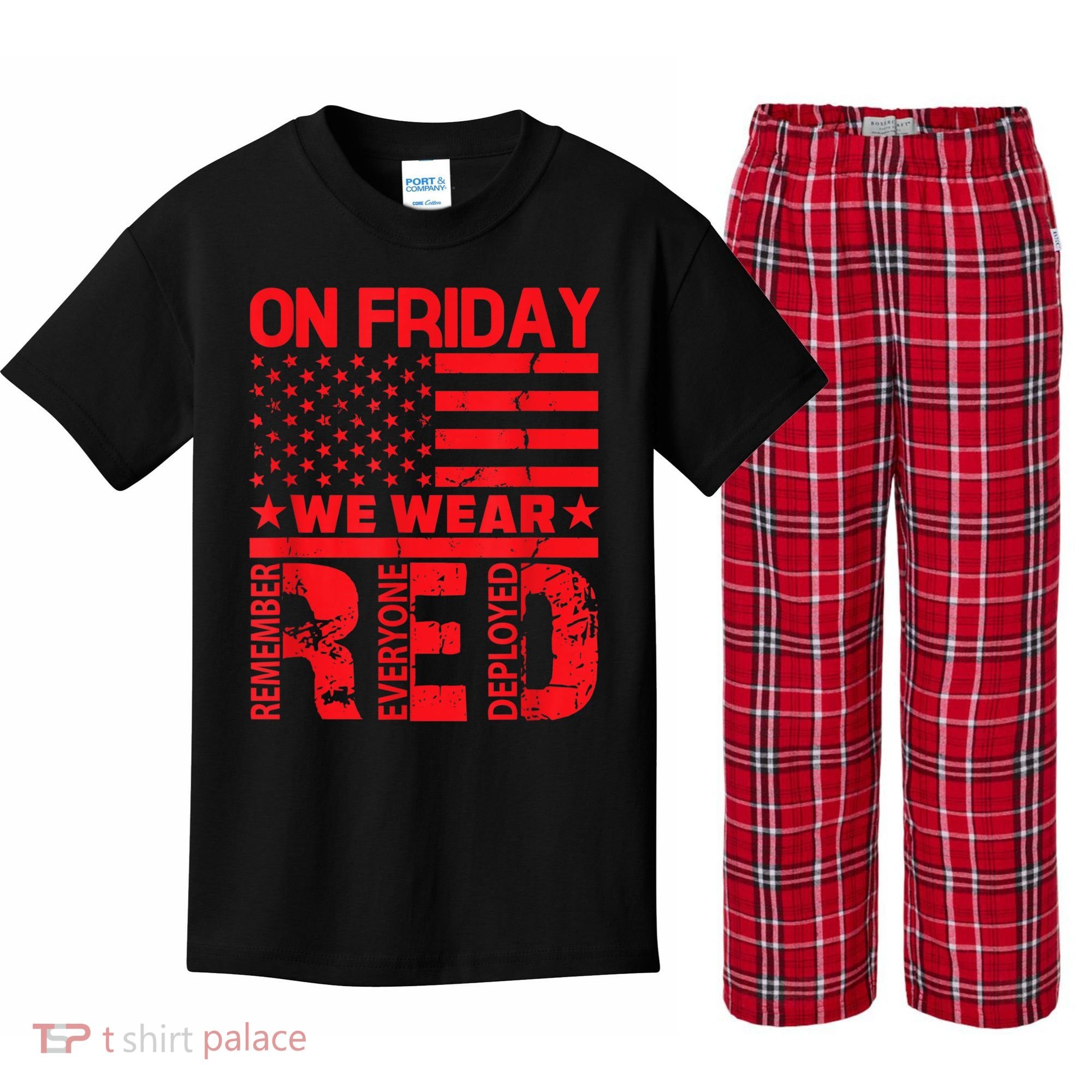 On Friday We Wear Red We Wear Red Kids Plaid Pajama Set