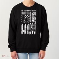 On Friday We Wear Red American Flag Military Supportive Women's Sweatshirt thumb 0