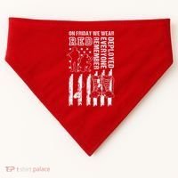 On Friday We Wear Red American Flag Military Supportive USA-Made Doggie Bandana thumb 0