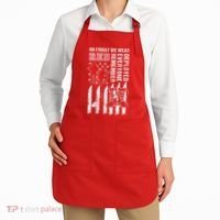 On Friday We Wear Red American Flag Military Supportive Apron thumb 2