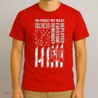 On Friday We Wear Red American Flag Military Supportive T-Shirt thumb 3