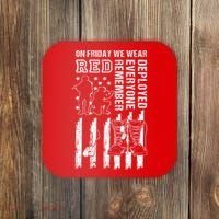 On Friday We Wear Red American Flag Military Supportive Coaster thumb 0