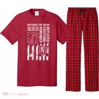 On Friday We Wear Red American Flag Military Supportive Pajama Set thumb 0