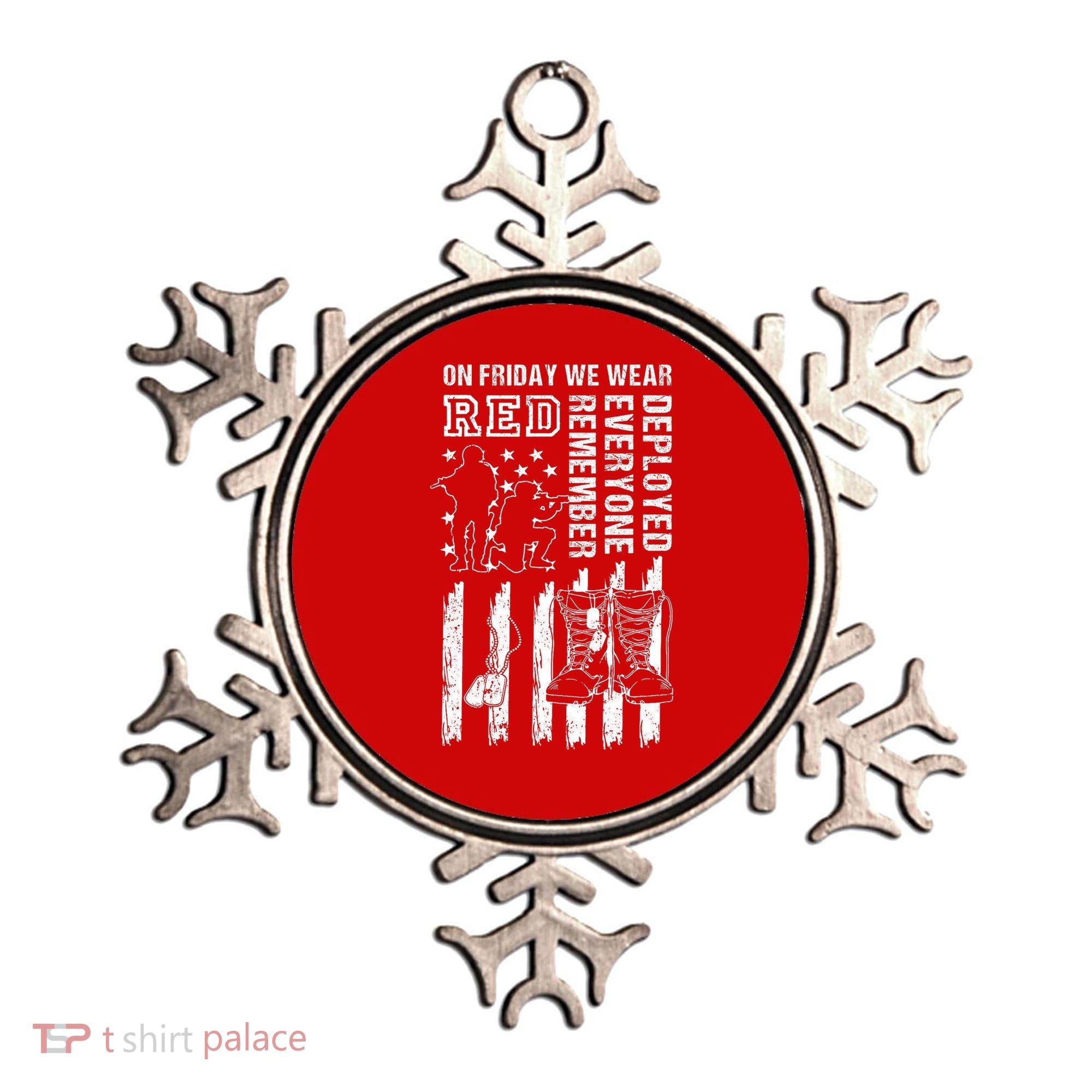 On Friday We Wear Red American Flag Military Supportive Ornament