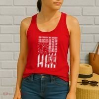 On Friday We Wear Red American Flag Military Supportive Women's Tank Top thumb 2