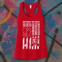 On Friday We Wear Red American Flag Military Supportive Women's Tank Top thumb 3