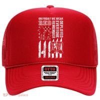 On Friday We Wear Red American Flag Military Supportive Hat thumb 0