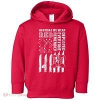 On Friday We Wear Red American Flag Military Supportive Toddler Hoodie thumb 0