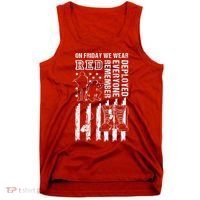 On Friday We Wear Red American Flag Military Supportive Tank Top thumb 0