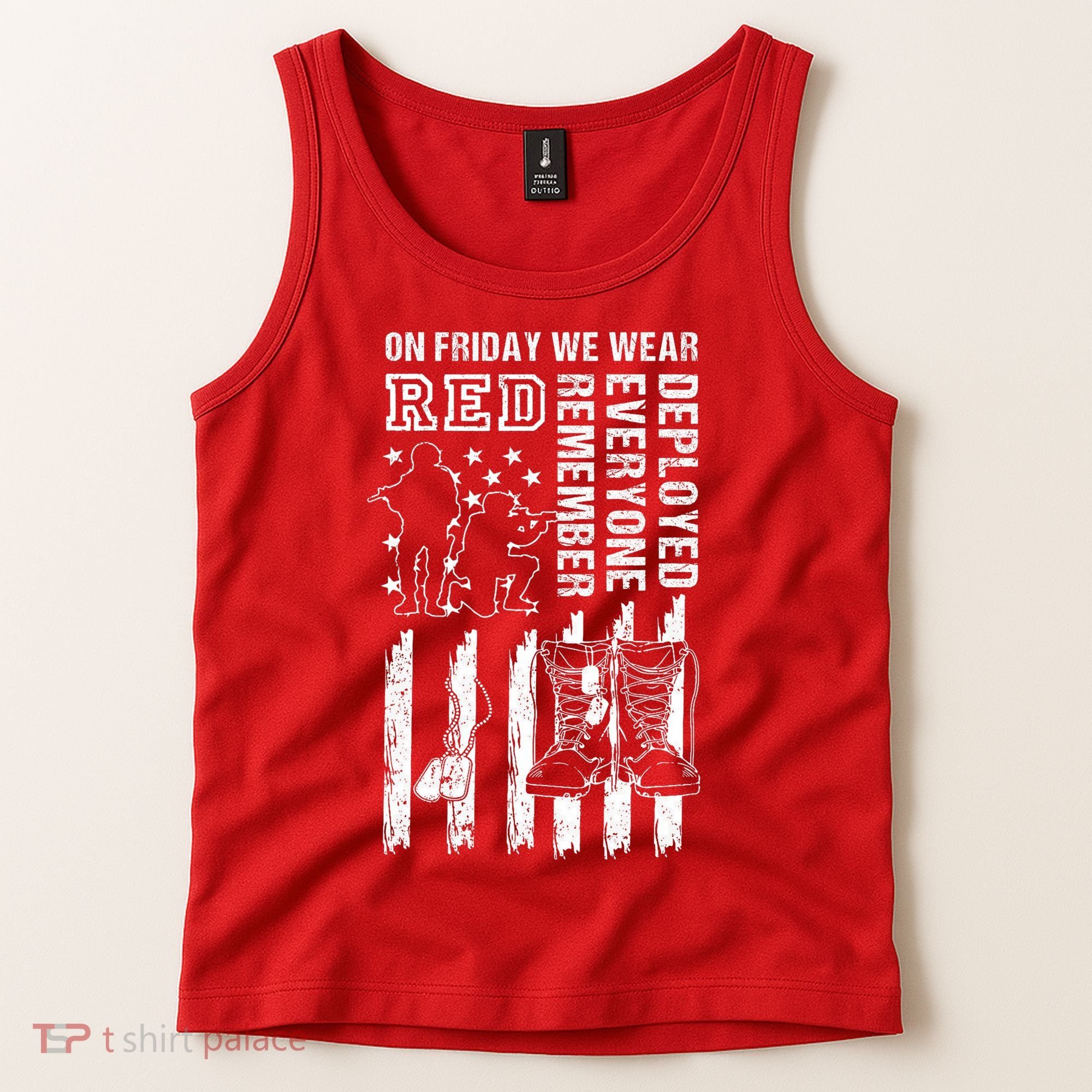 On Friday We Wear Red American Flag Military Supportive Tank Top