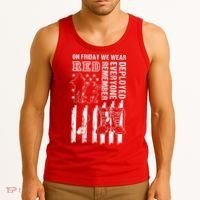 On Friday We Wear Red American Flag Military Supportive Tank Top thumb 3