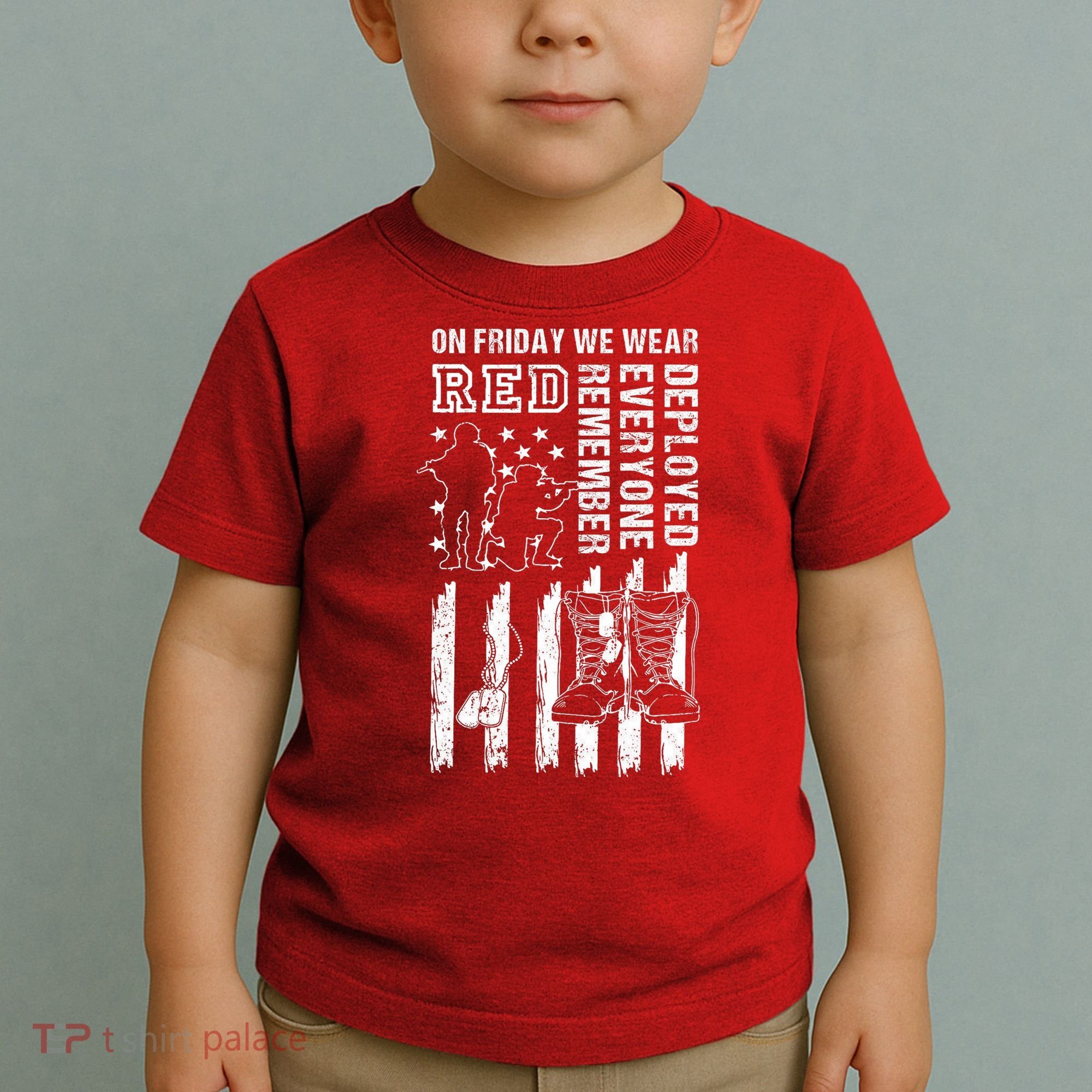 On Friday We Wear Red American Flag Military Supportive Toddler T-Shirt