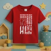 On Friday We Wear Red American Flag Military Supportive Toddler T-Shirt thumb 3