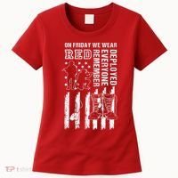 On Friday We Wear Red American Flag Military Supportive Women's T-Shirt thumb 0
