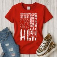 On Friday We Wear Red American Flag Military Supportive Women's T-Shirt thumb 3