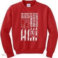 On Friday We Wear Red American Flag Military Supportive Kids Sweatshirt thumb 0