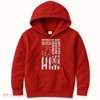 On Friday We Wear Red American Flag Military Supportive Kids Hoodie thumb 0