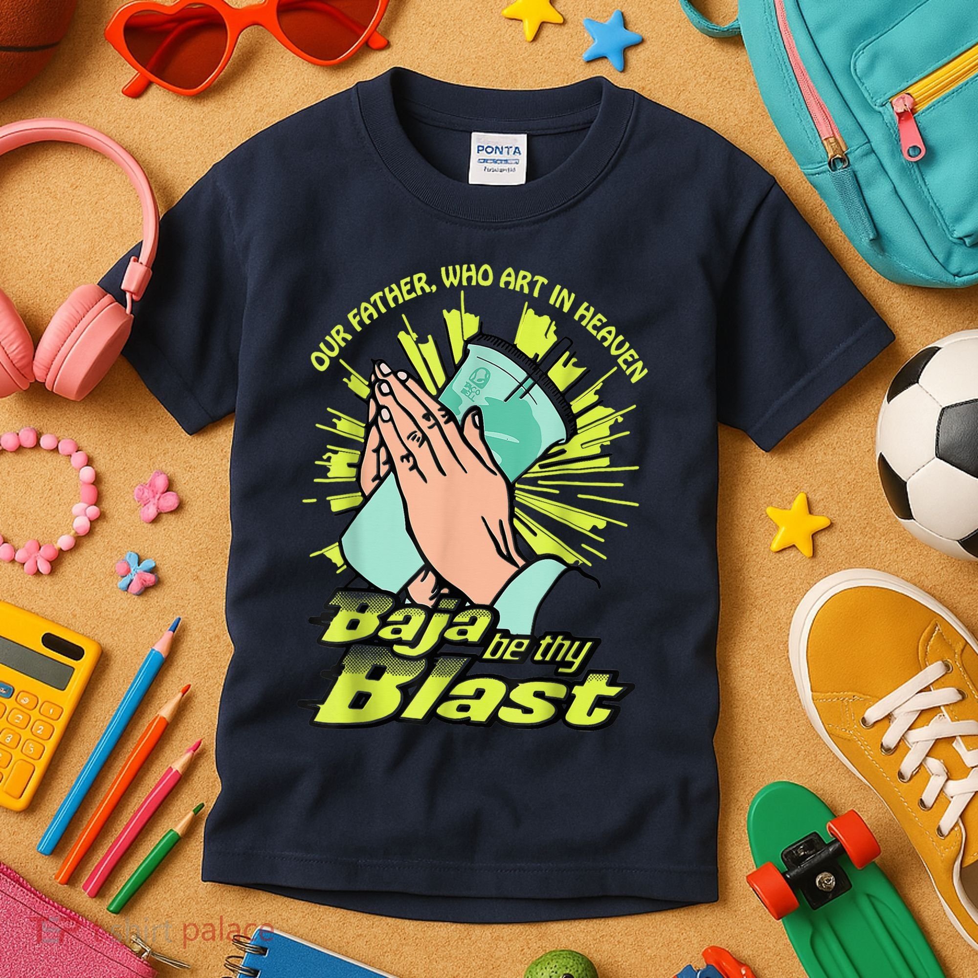 Our Father Who Art In Heaven Baja Be Thy Blast Kids T-Shirt