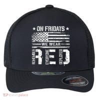 On Friday We Wear Red American Flag Military Supportive Flexfit Unipanel Trucker Cap thumb 0