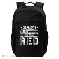 On Friday We Wear Red American Flag Military Supportive Backpack thumb 0